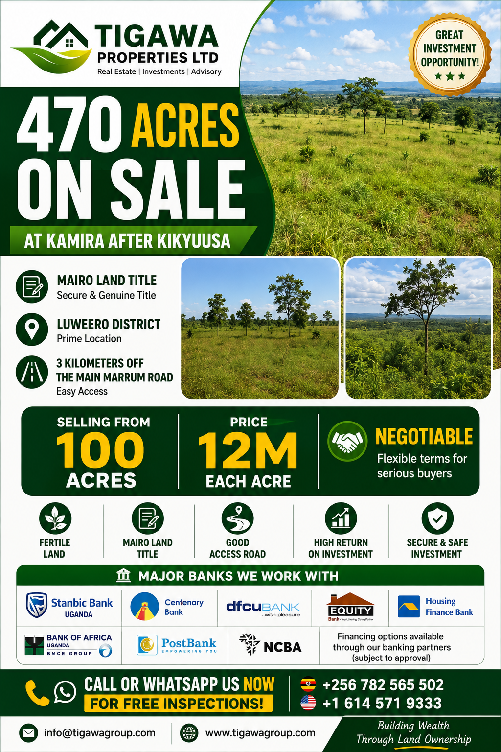1 Acre Lake View — Katosi Road, Mukono Ngombere